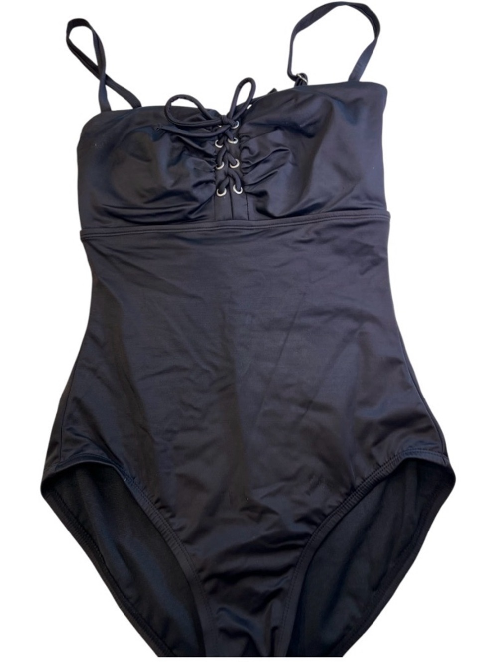 Lace-Up One-Piece Swimsuit - Black NWT embrace your curves
